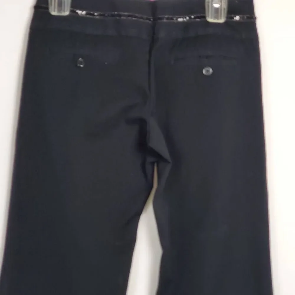Maurices Size 1/2 Black Stretch Sequin Trim Flare Pants